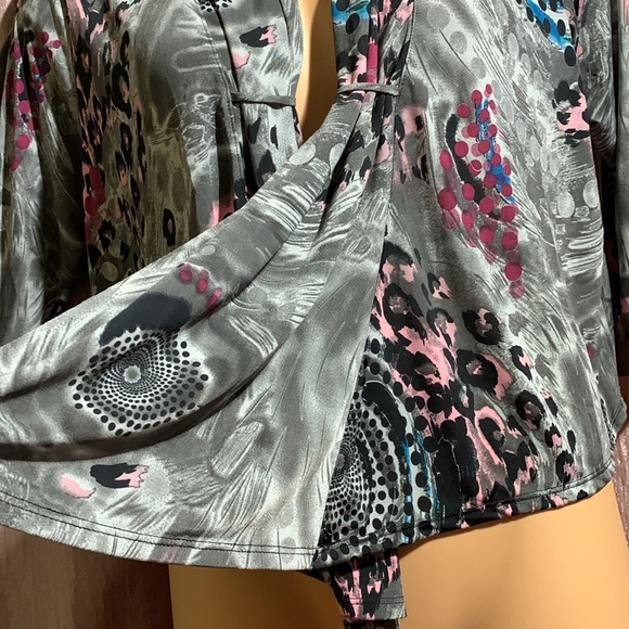 aDRESSing Woman Sweater Cardigan XL Short Animal Pring Gray Pink NWT Polyester - Picture 11 of 16